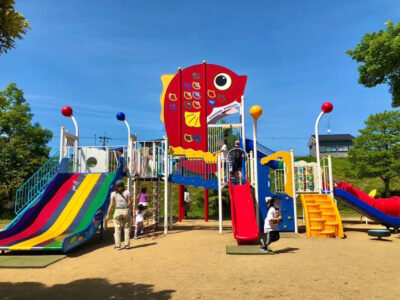 [曽我川緑地]大型複合遊具がリニューアル‼近鉄電車が間近で見れる公園